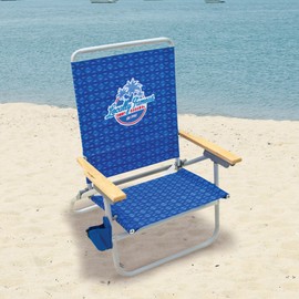 Tommy Bahama 2-Pack of 4-Position Easy in-Easy Out Folding Beach Chair, Blue and Light Blue