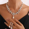 Sixexey Rhinestone Jewelry Set Silver Sparkly Crystal Prom Necklace Bride