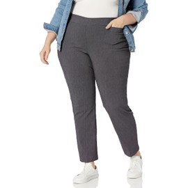 Briggs New York Womens Plus-Size Super Stretch Millennium Welt Pocket Pull-on Career Pants, Heather Grey, 22 US