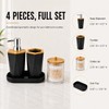 LGURT 4pc Black Bathroom Accessories Set, Soap Dispenser, Toothbrush Holder