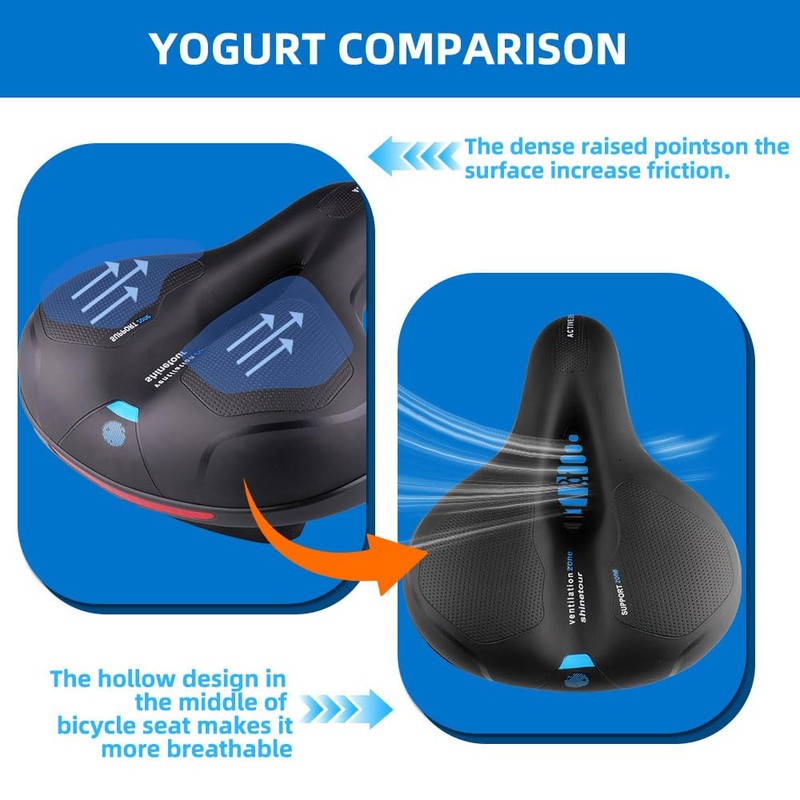Oupados Comfortable Ergonomic Bicycle Saddle Gel Saddle Men's Women's Wide