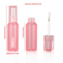 COSIDEA 15pcs Empty Thick wall 4ml 0.13oz Pink lip gloss tubes with wand square cap Cute bottle Shaped Lipgloss tube containers for lip oil packing