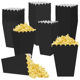 36 Pcs Black Popcorn Boxes 2.2 x 4.2 x 3 inch Mini Popcorn Boxes for Movie Decorations Cardboard Popcorn Container for Party Disposable Snack Popcorn Bags