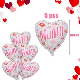 Hjvvr Heart Balloons,5pcs 18inch Valentines Balloons,Red Heart Shape Valentines Decoration for Anniversary Wedding Birthday Party