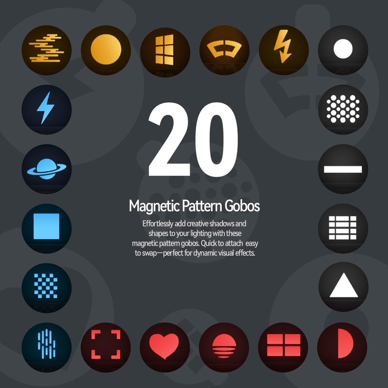 PHOTOOLEX 4 Colors Photography Flashlight with 20 Magnetic Pattern Gobos,
