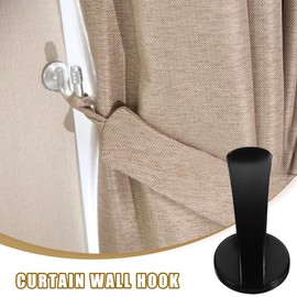 STOBAZA 4pcs Curtain Holdback Wall Mount Hooks Metal Curtain Tieback Window Treatment Holder Curtain Hooks Wall Hanger for Bedroom Living Room Black