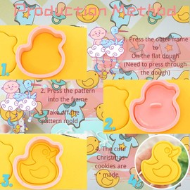 Crethink Baby Shower Cookie Cutter 8 Plastic Cookie Stamp Cartoon Fun Cookie Mould, 3D Bayby Shower Cookie Cutter Set