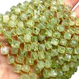 ABCGEMS Mount Hay Prehnite Beads from Queensland, Australia (A Revolutionary Cutting Technique) Diamond-Cut Diagonal-Drilled 3D Magical-Cube 6mm (Corner-to-Corner 8mm)
