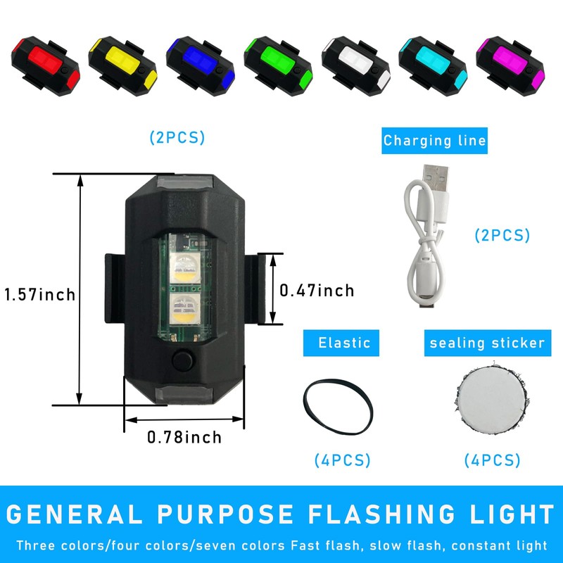 Dickno Mini LED 7 Color Rechargeable Drone Flashing Night Anti-Collision