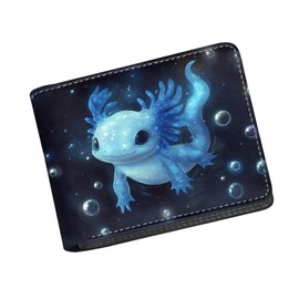 Coldinair Wallet for Boys Teen,Kids Purse Wallets Leather Kids Boys Bifold Wallet for Children Teenager, Axolotl,Blue, American