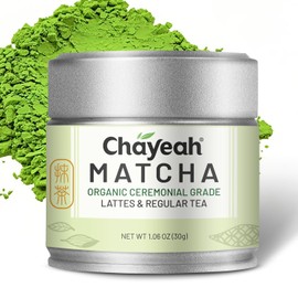 CHAYEAH, Jade Select Matcha – Organic Ceremonial Grade Matcha Green Tea Powder for Lattes & Everyday Matcha, First Harvest (1.06 oz Tin)