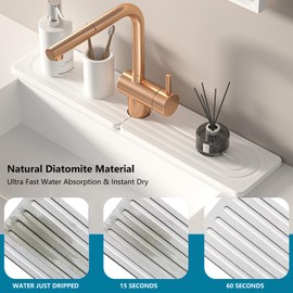 Diatomite Stone Faucet Mat for Kitchen Sink,15.8 x 3.9 Inch