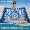 JKJNLHJE Mandala Microfiber Beach Towel,Blue Flowers Extra Large Sand Free