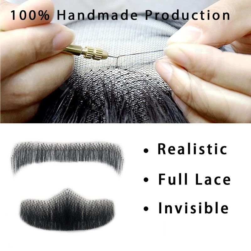 Fake Beard Goatee Mustache Realistic 100% Full Hand Tied Facial
