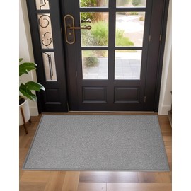 Color&Geometry Thin Indoor Entrance Mats for Home, 24"X36" Indoor Mats for Entryway Non Slip Rubber Backed, Dirt Trapper Door Rugs for Entryway Indoor 2x3 Washable, Light Grey (Rolled-up NO Creases)