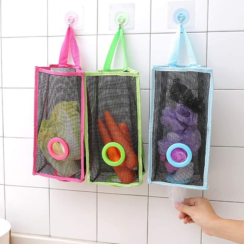Plastic Bag Holder, Shopping Bags, Storage Holder, Breathable Mesh Hanging