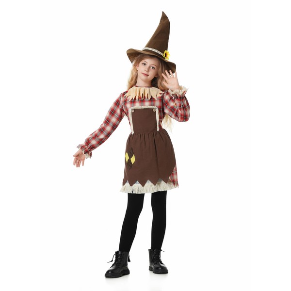 maxToonrain Kids Scarecrow Costume Girls 2 PCS Long Sleeve Scarecrow