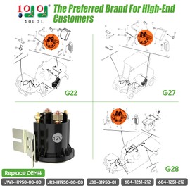 10L0L Golf Cart 12V Starter Solenoid Relay for Yamaha G22 G23 G27 G28 G29 Gas Golf Carts, 4-Terminal 200A, Replaces OEM #JW1-H1950-00-00 JR3-H1950-00-00 J38-81950-01