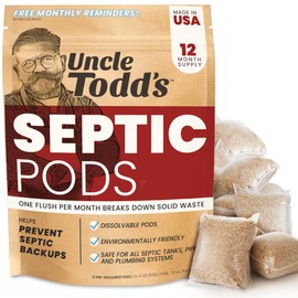 Uncle Todd's Septic Tank Treatment Pods - 12 Count One Year Supply - One Flush per Month - Free SMS & Email Reminders - Planet-Friendly and Powerful Solution for Septic Systems