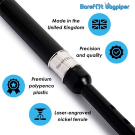 Barefoot Bagpiper Bagpipe Practice Chanter 18in Nickel Plated Engraved Ferrule. Bagpipes Piping Institute Tutor Book, 2 Bagpipe Practice Chanter Reeds, Bag Pipes Beginner. Bagpipes for Beginners Adult