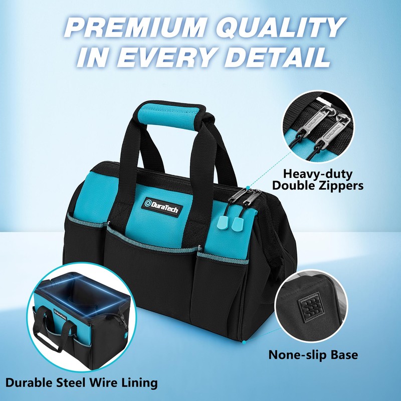 DURATECH 13-Inch Small Tool Bag with 9 Pockets, Tool Bags