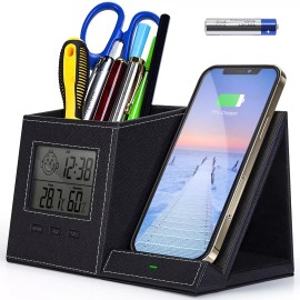 wireless future charger Pen Holder, Pen Organizer for Desk with Wireless Charger, Digital Indoor Ther...