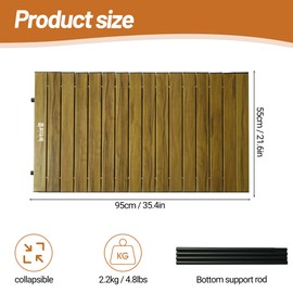 喜马拉雅 Aluminum Alloy Steel Collapsible Board Desktop Folding Table for Garden Cart Foldable Wagon Heavy Duty Foldable Metal Outdoor Camping 37.4x21.6 inch (Wood Color)