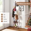 FILWH Freestanding Coat Rack with Umbrella Organizer Tray Bamboo Coat