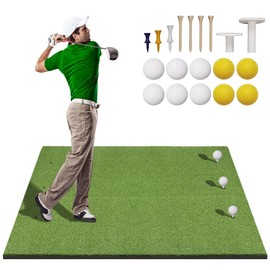 Golf Mat,Elite Golf Hitting Mats Practice Outdoor & Indoor,5x4ft Turf Driving Range Mats for Golf Simulators and Practice with 10 Balls,9 Tees,21mm Thickening Domivans