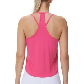 Dragon Fit Women's Athletic Tank Tops Yoga Workout Racerback Tops Quick Dry Running Sleeveless Shirts Bright Pink