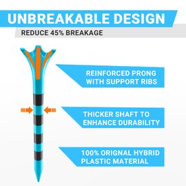 Full Choice100 Pack 3-1/4" Plastic Golf Tees, Enhanced Durability & Stability, Engineered to Minimize Friction and Side Spin