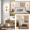 Battery Operated Wall Sconce Set of 2, Rattan Rechargeable Wall