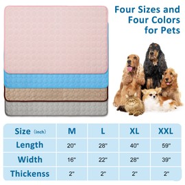 AOSUYOU Dog Cooling Mat Dog Self Cooling Pad, Ice Silk Machine Washable Summer Cooling Mat for Dogs Cats, Kennels, Crates and Beds