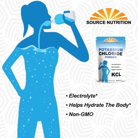 TradeKing Source Nutrition Potassium Chloride Powder - Supports Hydration and Fluid Levels, Table Salt Substitute, Excellent Source of Potassium - KCL Supplement (8 oz.)