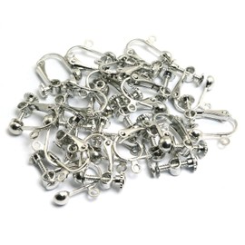 RLECS 20PCS Ear Clip Converter Clip on Earring Converter Components for No-Pierced Ears DIY with Screw Adjustment, White K Color