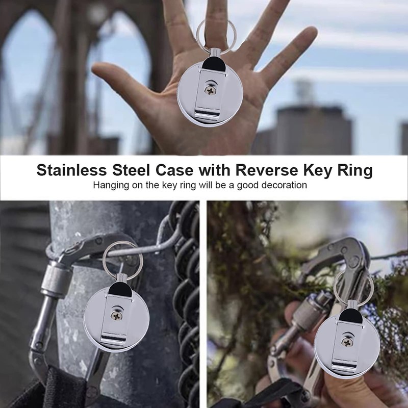 Retractable Key Ring Belt Chain, 60cm 23.6in Pull Key Ring