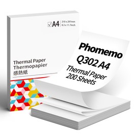 Phomemo Q302 A4 Thermal Paper 200Pcs Continual for Upgraded Q302 Wifi Portable Wireless Printer, Advanced Thermal Printing A4 Printing Paper for Business Travel Office
