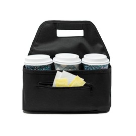 Drink Caddy Portable Drink Carrier and Reusable Coffee Cup Holder - 6 Cup Collapsible Tote Bag with Organizer Pockets Safely Secures Hot and Cold Beverages - Perfect for Food Delivery and Take Out (6)