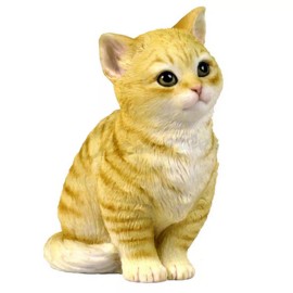 Kitten Sitting Cat - Cream & Orange Figurine Miniature 4.25"L New in Box