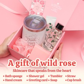 Gifts for women, Birthday Gifts for women Rose Relaxing Spa Gifts Basket Set for Women Bath and Body Self Care Gift Ideas, Mothers Day, Christmas Gifts for Women