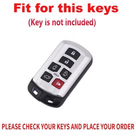 TECART 6 Buttons Soft TPU Remote Smart Key Fob Case Cover Protector Holder Jacket Compatible with Toyota Sienna 2020 Grey
