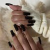 Black Press On Nails Medium Long Square, Xcreando Medium Coffin