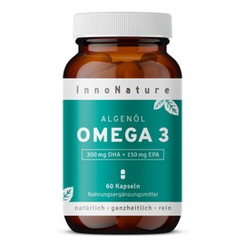 InnoNature Omega3 2:1 DHA/EPA | Natural from the Microalgae Schizochytrium | 60 Capsules, 300 mg DHA and 150 mg EPA | Vegan Omega3 Capsules, Laboratory Tested