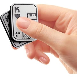 OBEST Metal Poker Fidget Gadget Slider Magnetic Coin Toys Set of 3 Hand Crank Adults EDC Stress Relief Supplies Office Toys Gift Heart K Silver