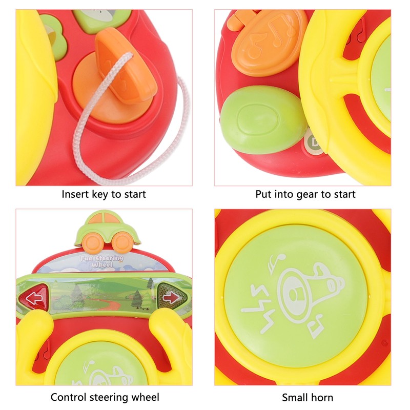 Simulation Steering Wheel Toy Free Rotation Music Sound Educational Driving