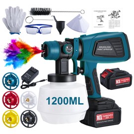 CHANGE MOORE Cordless Paint Sprayer with 2X 4000mAh Batteries and Charger, Electric Spray Paint Gun Easy to Clean, for House Painting Furniture Home