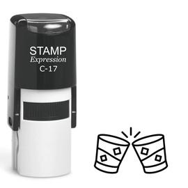 stampexpression - Clinking Shot Glasses Outline Self Inking Rubber Stamp - Black Ink (A-63008)