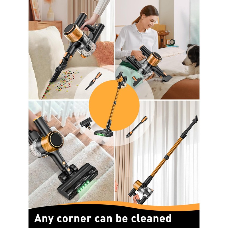 Cordless Vacuum Cleaner, 40Kpa 8 in 1 Powerful Suction Lightweight