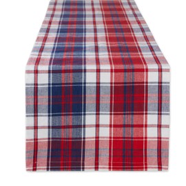DII Americana Plaid, colección de Mesa, Camino de Mesa, 14 x 108, Rojo, Blanco y Azul