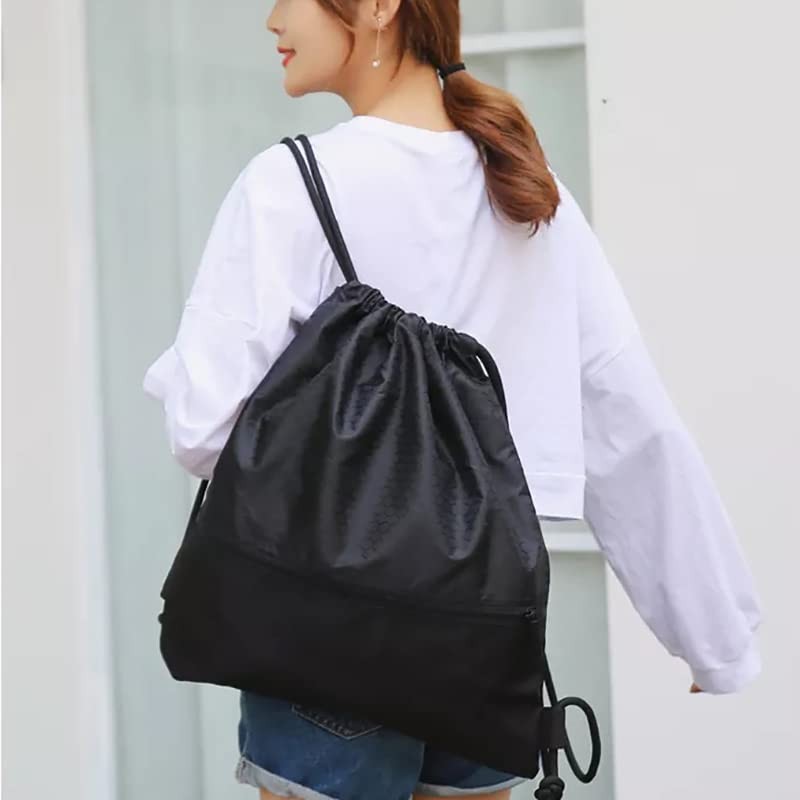Drawstring Backpack Waterproof Drawstring Bag String Bag with Zipper Sport